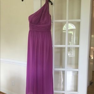 Donna Morgan long one shoulder dress